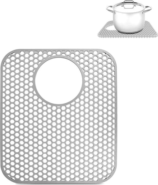 Sink Mat - Grey - 30 X 35 Cm - Kitchen Accessories - Sink Protector - Sink Mat - Washbasin Mat - Draining Mat V1188-MS101-01621-1