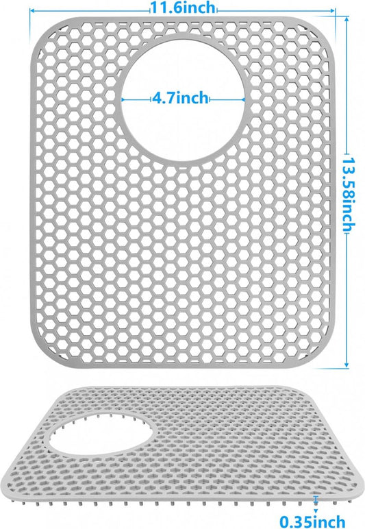 Sink Mat - Grey - 30 X 35 Cm - Kitchen Accessories - Sink Protector - Sink Mat - Washbasin Mat - Draining Mat V1188-MS101-01621-1