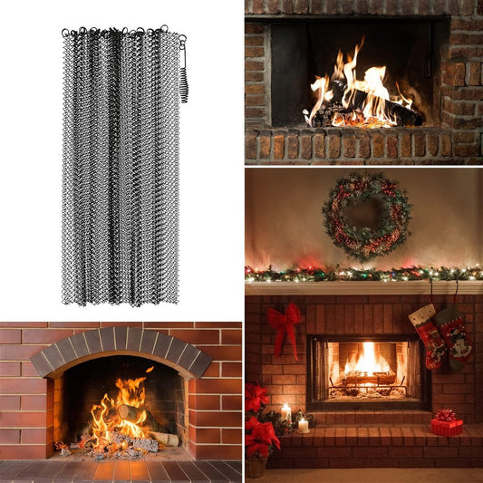 2-Piece Fireplace Screen - Hearth Screen - Spark Guard - With 2 Handles - For Home Fireplace - Fireplace Mesh V1188-MS101-01622-1