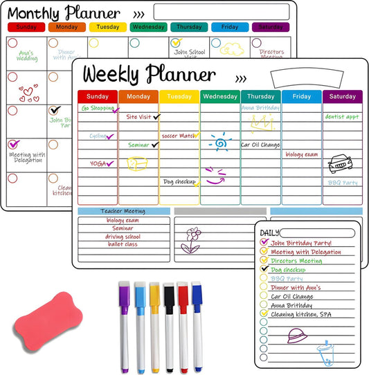 Monthly Planner & Weekly Planner Whiteboard Set - Magnetic Planning Board - Magnetic Monthly Planner - V1188-MS101-01625-1