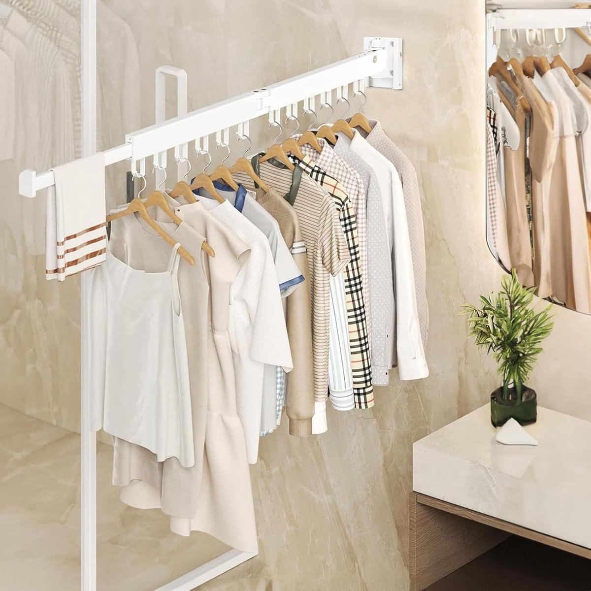 Foldable Wall Drying Rack - Foldable Wall Clothes Rack - Foldable Wall Clothes Rod - 2-Way Drying Rack - V1188-MS101-01639-1