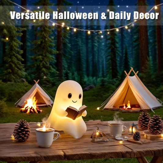 Halloween Cute Ghost Reading Lamp - Halloween Ghost Night Light - Halloween Decoration - Ghost Reading Book V1188-MS101-01645-1