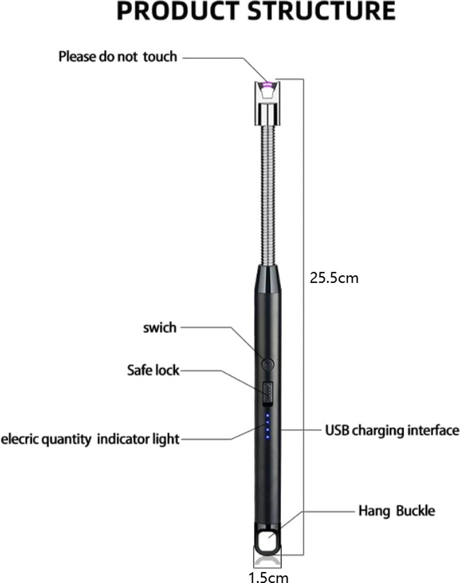 Long Electric Lighter - USB Rechargeable - Kitchen Helpers - USB Electric Stick Lighter - Kitchen BBQ Lighter V1188-MS101-01646-1