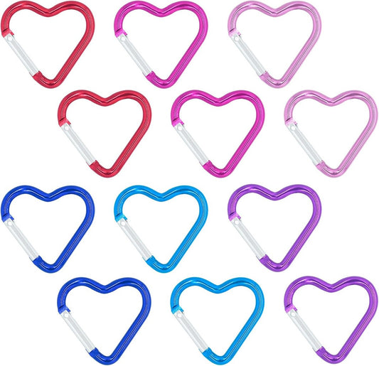 Carabiner - 12 Pieces - Metal Carabiners - Robust - Snap Hook - Aluminum - Snap Hook for Adults - Heart V1188-MS101-01651-1