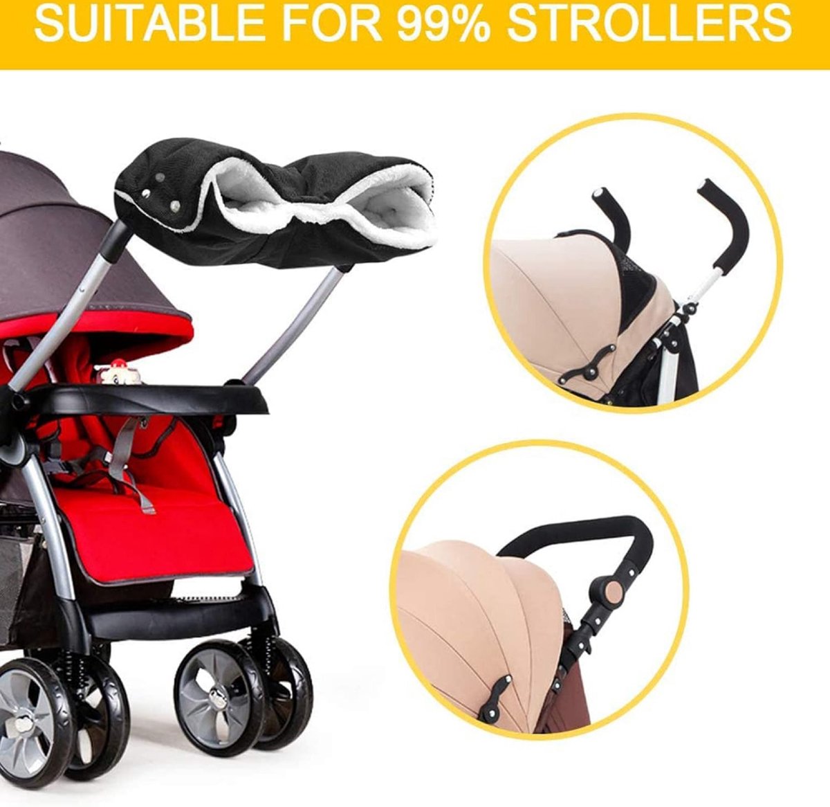 Stroller Glove Hand Warmer - Gloves for Strollers - Buggy Hand Warmer - Lined Gloves - Universal - Waterproof V1188-MS101-01665-1