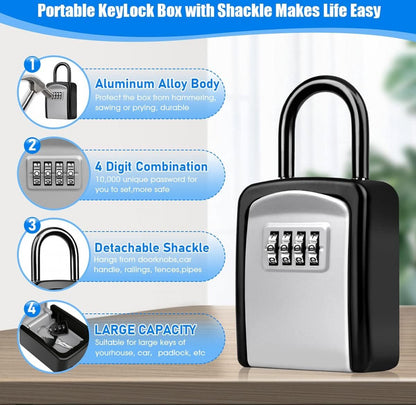 Outdoor/Indoor Key Safe - Small Key Safe with Code - Key Cabinet - Key Box - Small Safe with Combination Lock V1188-MS101-01673-1