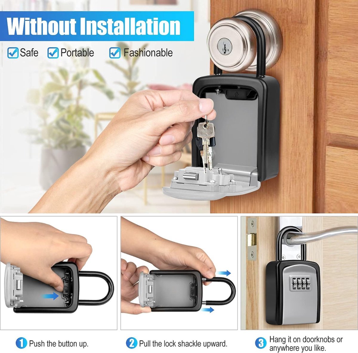 Outdoor/Indoor Key Safe - Small Key Safe with Code - Key Cabinet - Key Box - Small Safe with Combination Lock V1188-MS101-01673-1