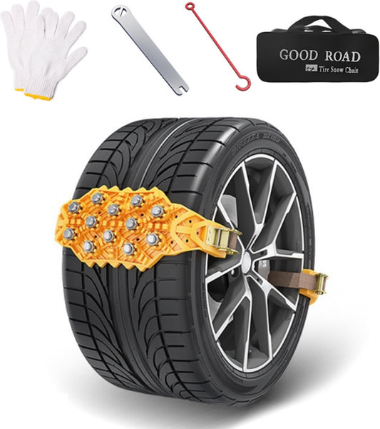 Snow Chains - Safety - Winter Car - Tires - Quick and Easy Installation - For Various Tire Sizes - For V1188-MS101-01677-1
