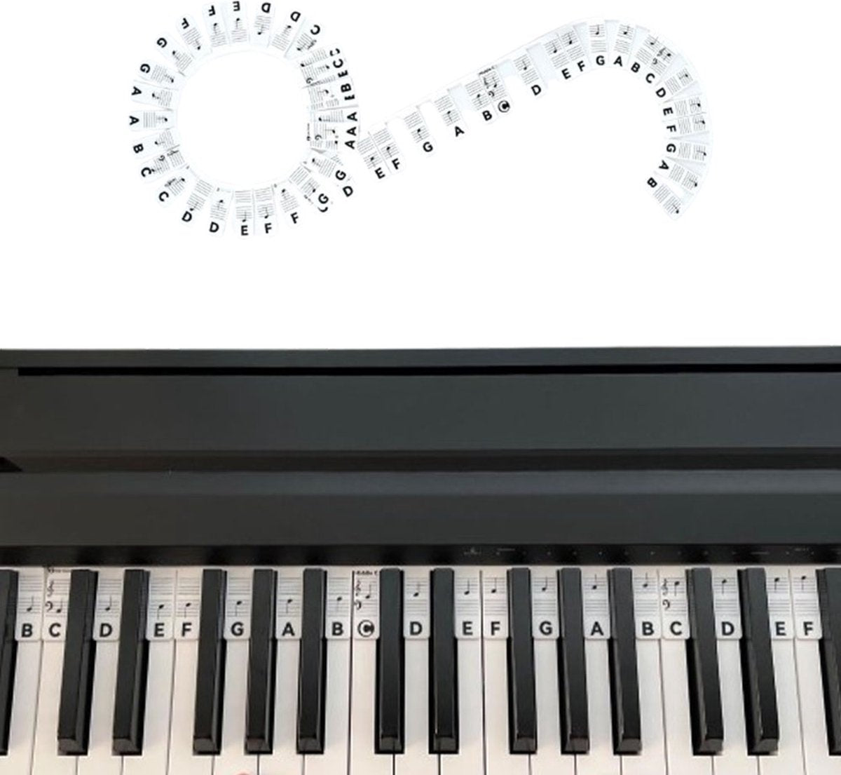 Removable Silicone Piano Stickers - 88 Keys - Key Guide - Keyboard Stickers - Reusable - Learn Music Notes V1188-MS101-01682-1