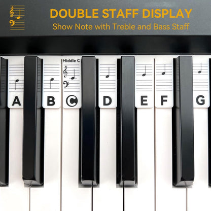 Removable Silicone Piano Stickers - 88 Keys - Key Guide - Keyboard Stickers - Reusable - Learn Music Notes V1188-MS101-01682-1