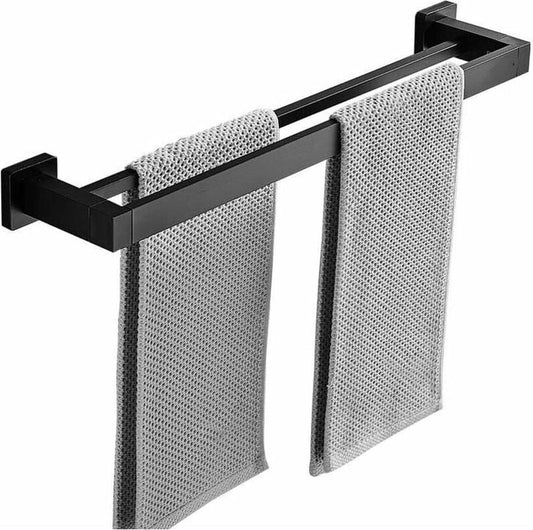Towel Rack - 40 CM - Towel Bar - Bathroom Towel Rack - Bathroom Shelf - Double Bar - Self-Adhesive or Drill - V1188-MS101-01688-1