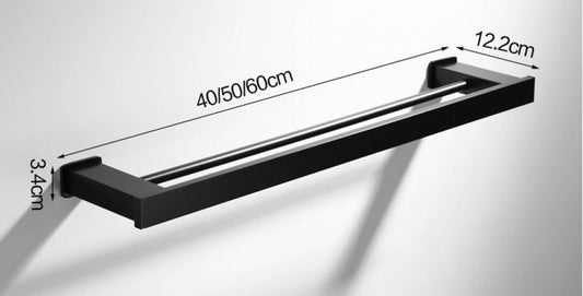 Towel Rack - 40 CM - Towel Bar - Bathroom Towel Rack - Bathroom Shelf - Double Bar - Self-Adhesive or Drill - V1188-MS101-01688-1