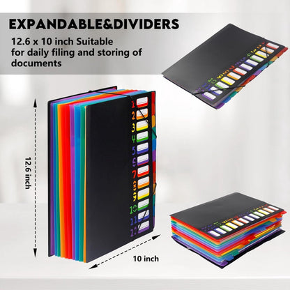 A4 Expandable Project Folder - A4 Sorting Folder - 12 Compartments - File Folder with Tabs - Compartment V1188-MS101-01697-1
