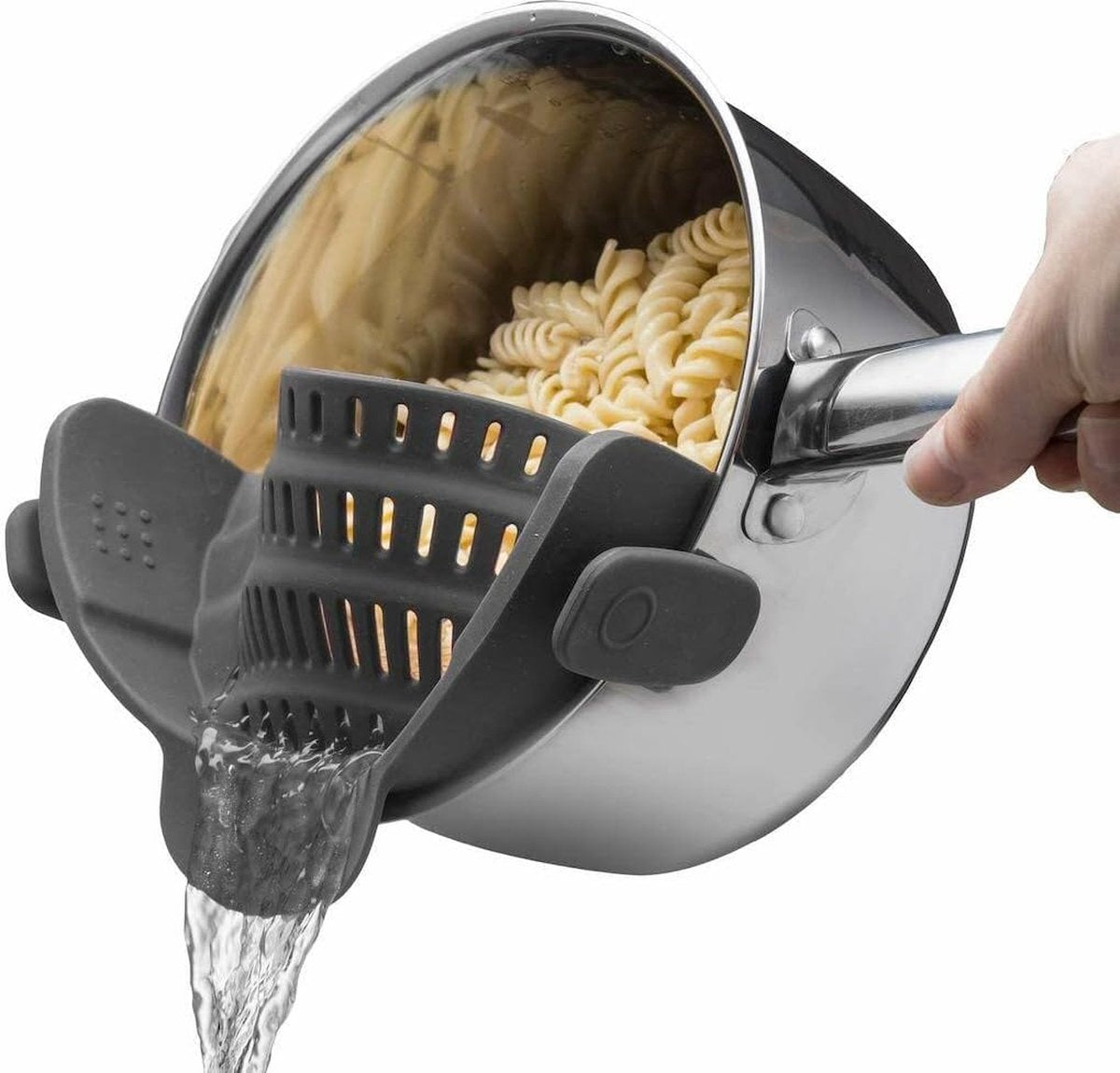 Silicone Colander - Kitchen Draining Lid - Draining Aid - Silicone - BPA Free - Safe Hands-Free Draining - V1188-MS101-01702-1