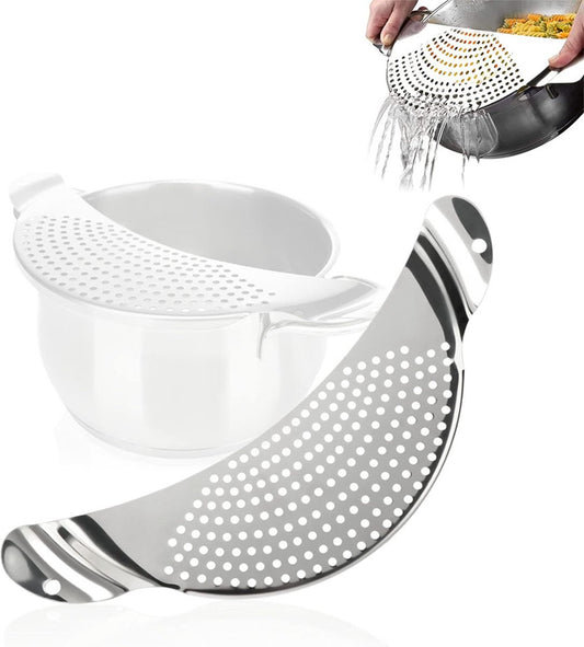 Stainless Steel Draining Aid - Draining Lid with Handles - Colander - 33.5 Cm - BPA-Free - Solid Compact V1188-MS101-01712-1