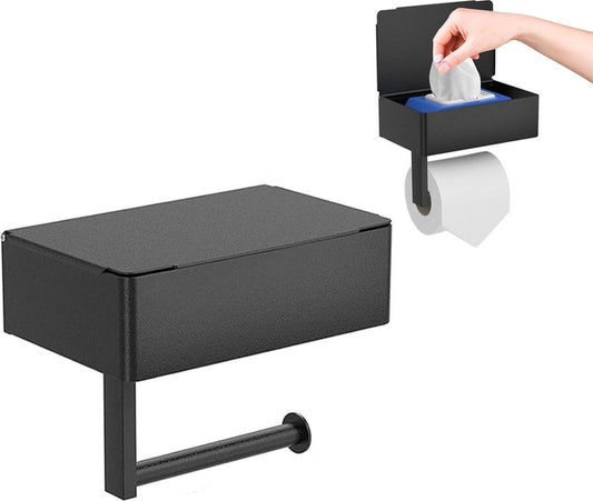 Toilet Roll Holder - Toilet Roll Holder with Shelf - Toilet Paper Holder - Small Shelf & Tray - Shelf Storage V1188-MS101-01717-1