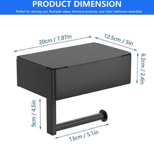 Toilet Roll Holder - Toilet Roll Holder with Shelf - Toilet Paper Holder - Small Shelf & Tray - Shelf Storage V1188-MS101-01717-1