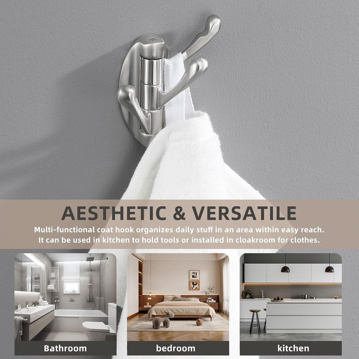 Wall Hook - Swivel Hooks - Foldable Towel Hook - Triple Hook - Hooks - Hanging Hooks - Wall Hook - Coat Hook V1188-MS101-01721-1