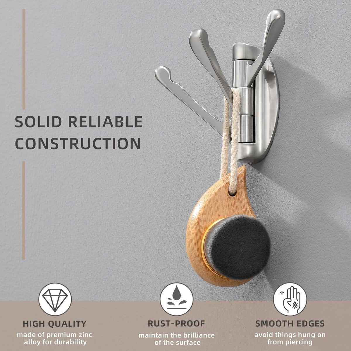 Wall Hook - Swivel Hooks - Foldable Towel Hook - Triple Hook - Hooks - Hanging Hooks - Wall Hook - Coat Hook V1188-MS101-01721-1