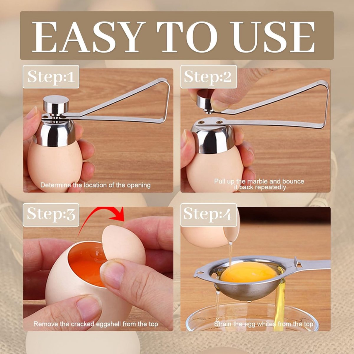 Eggshell Cutter - Stainless Steel - Eggshell Opener - Egg Beheader - Egg Topper - Egg Slicers - Egg Topper - V1188-MS101-01722-1