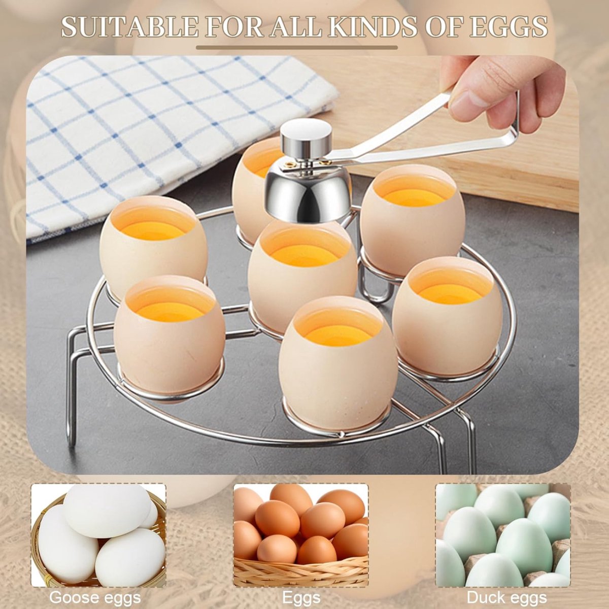 Eggshell Cutter - Stainless Steel - Eggshell Opener - Egg Beheader - Egg Topper - Egg Slicers - Egg Topper - V1188-MS101-01722-1