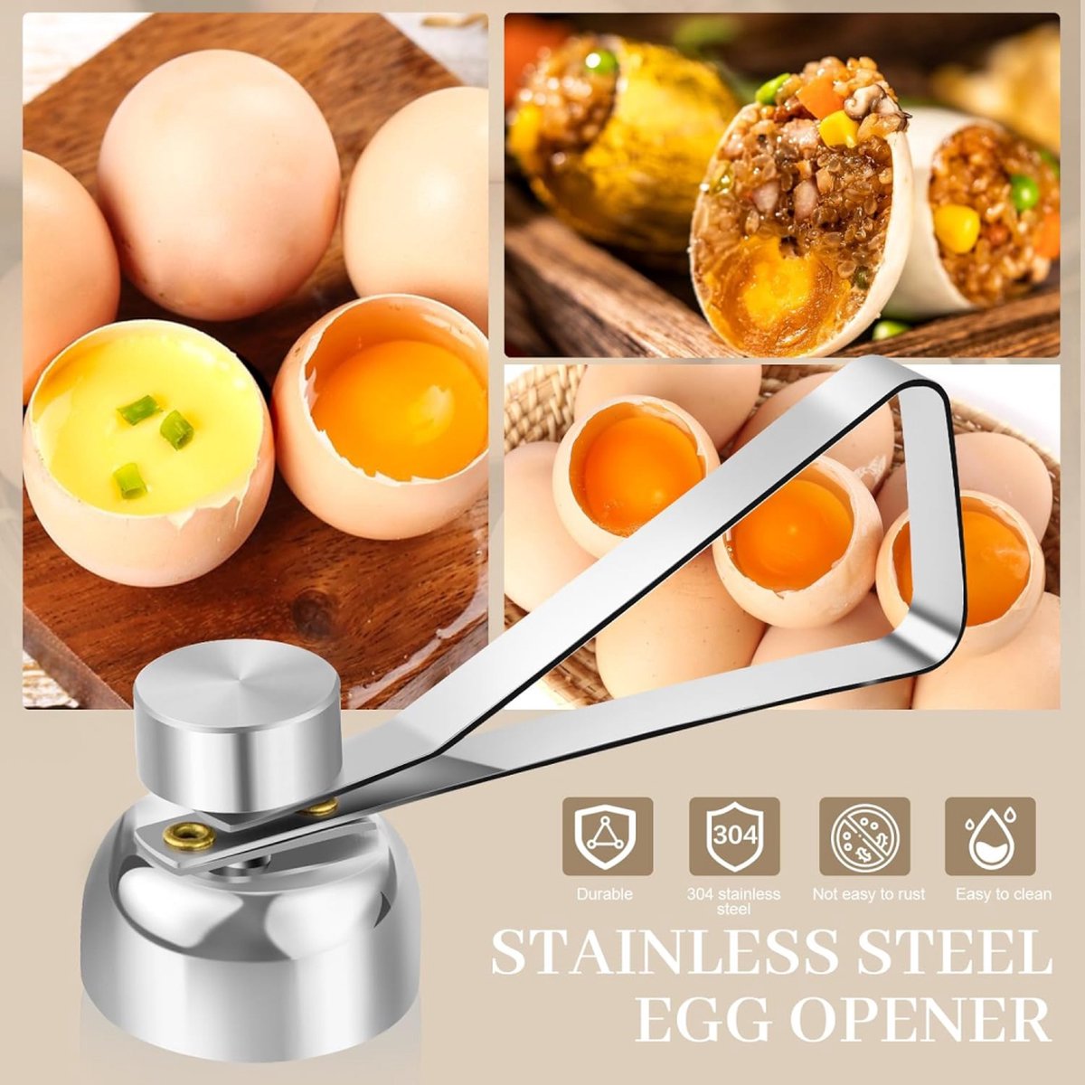 Eggshell Cutter - Stainless Steel - Eggshell Opener - Egg Beheader - Egg Topper - Egg Slicers - Egg Topper - V1188-MS101-01722-1