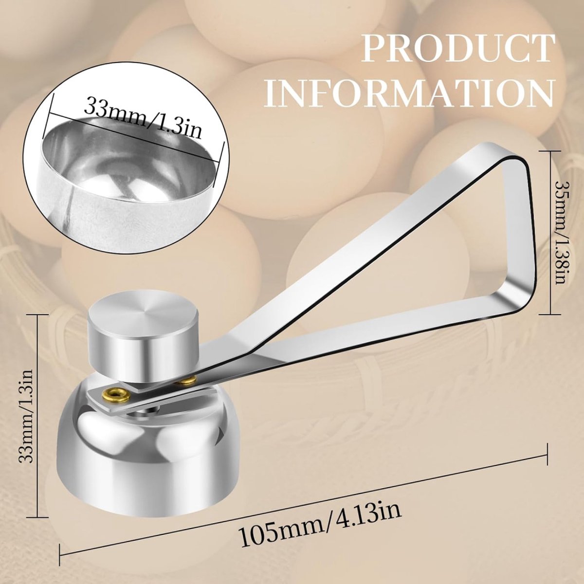 Eggshell Cutter - Stainless Steel - Eggshell Opener - Egg Beheader - Egg Topper - Egg Slicers - Egg Topper - V1188-MS101-01722-1