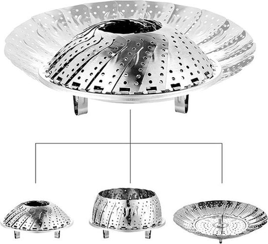 Steamer Basket - Vegetable Steamer - Stainless Steel - Steaming Rack - Steamer Basket Pan - Adjustable - V1188-MS101-01743-1