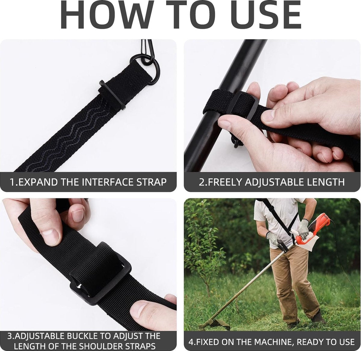 Brushcutter Harness - Adjustable - Durable - Carrying Harness - Nylon Strap Accessory - Universal - Harness - V1188-MS101-01747-1
