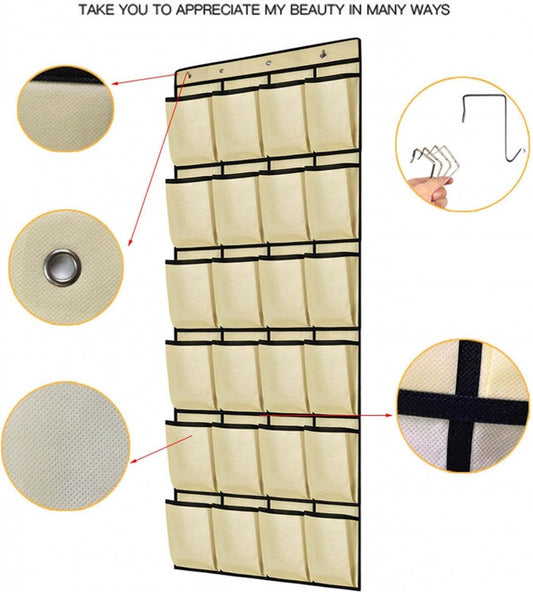 Hanging Shoe Bag - 24 Slots - Shoe Storage - Door Organizer - Hanging Shoe Rack - Shoe Organizer - Door V1188-MS101-01749-1