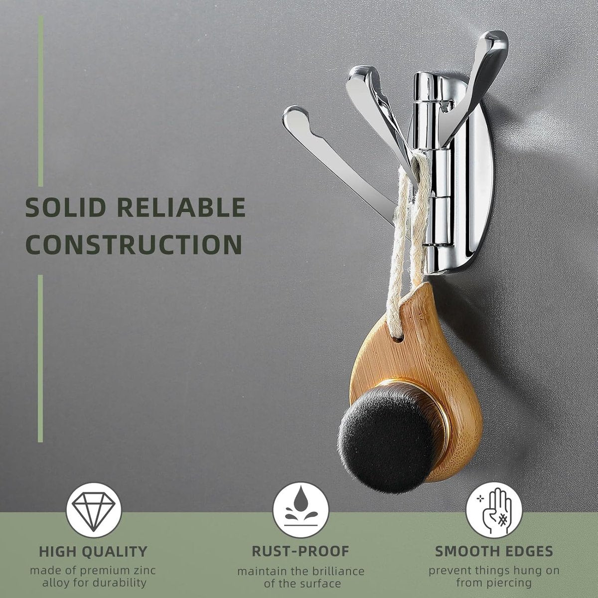 Wall Hook - Swivel Hooks - Foldable Coat and Towel Hook - Triple Hook - Small Hooks - Hanging Hooks - Wall V1188-MS101-01761-1