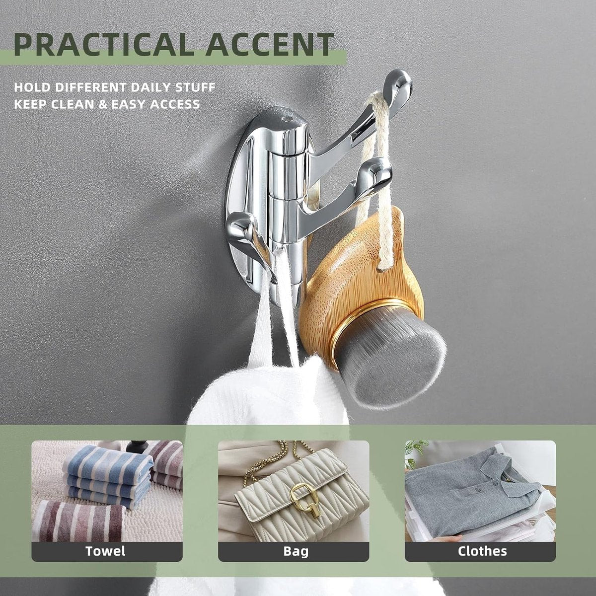 Wall Hook - Swivel Hooks - Foldable Coat and Towel Hook - Triple Hook - Small Hooks - Hanging Hooks - Wall V1188-MS101-01761-1