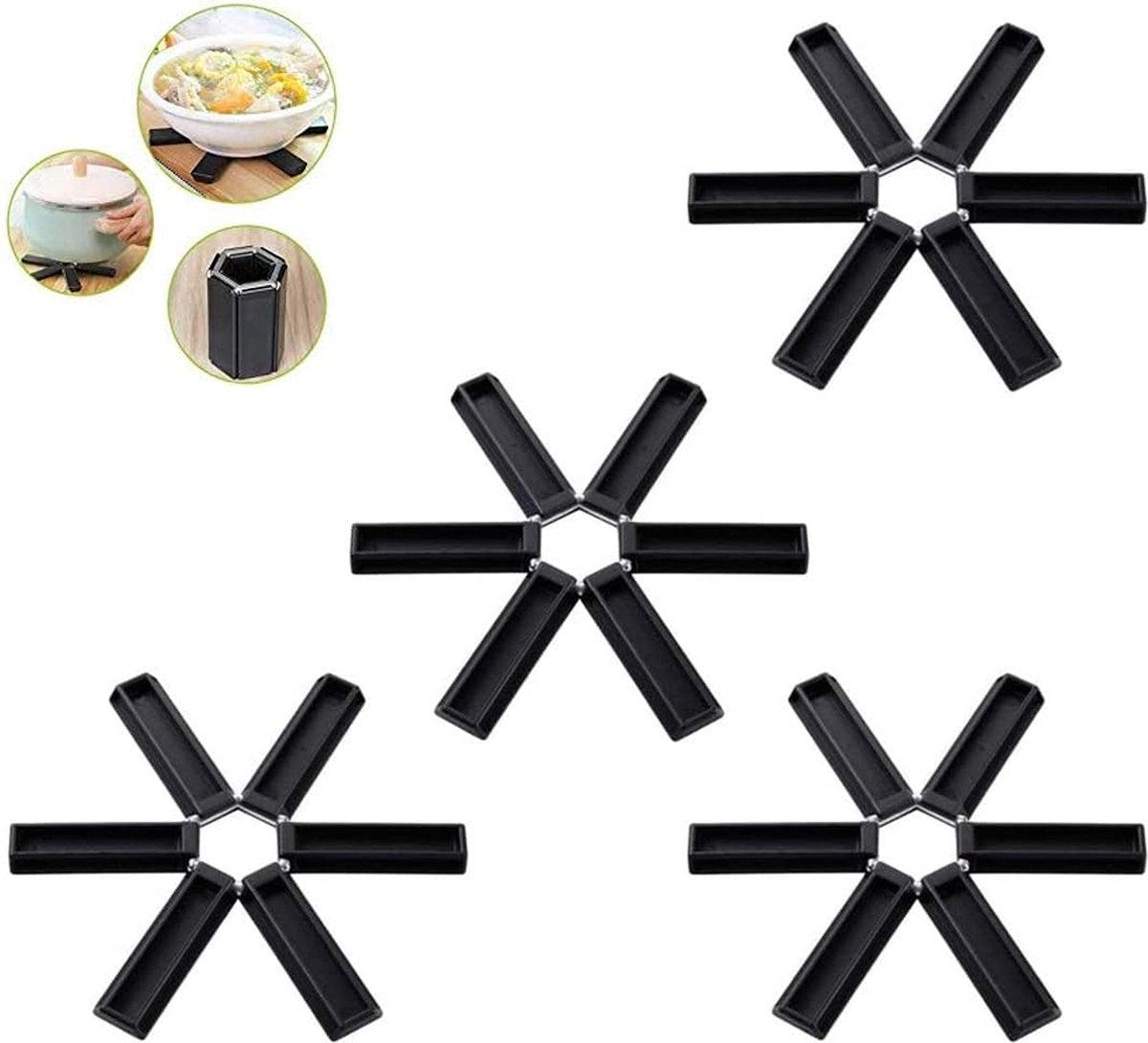 Pot Coaster - 4 Pieces - Coaster - Pot Holders - Pot Rack - Foldable - Heat Resistant - Non-Slip - Stylish V1188-MS101-01771-1