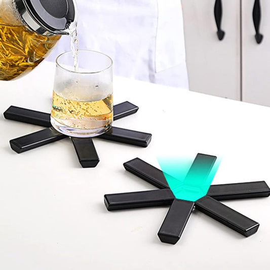 Pot Coaster - 4 Pieces - Coaster - Pot Holders - Pot Rack - Foldable - Heat Resistant - Non-Slip - Stylish V1188-MS101-01771-1