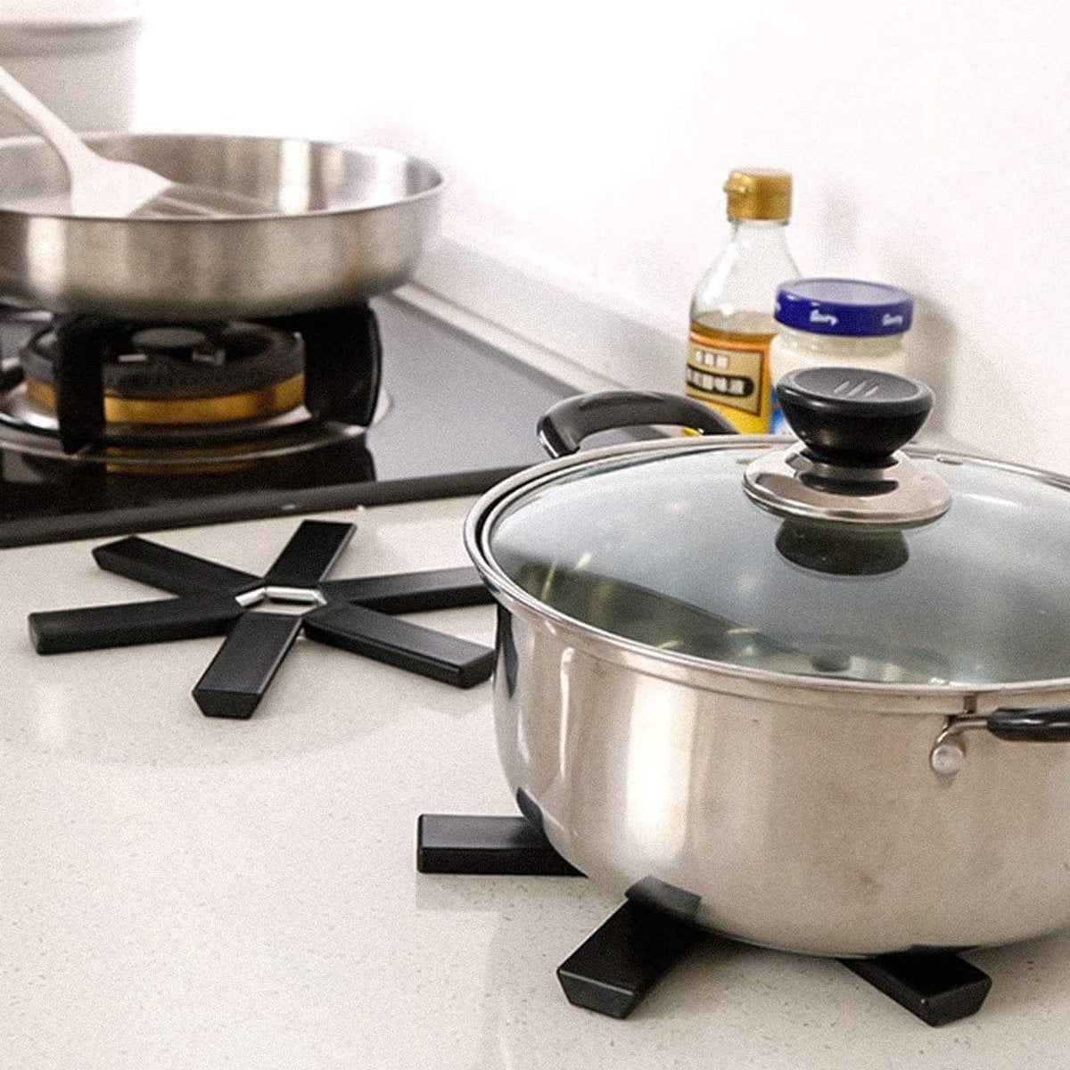 Pot Coaster - 4 Pieces - Coaster - Pot Holders - Pot Rack - Foldable - Heat Resistant - Non-Slip - Stylish V1188-MS101-01771-1