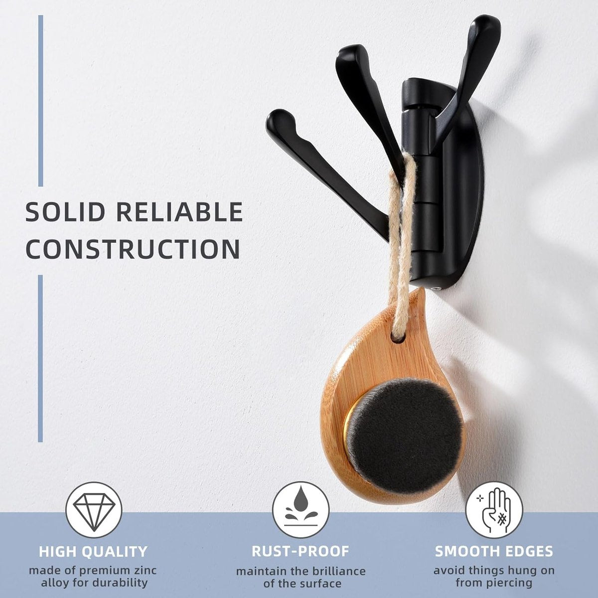 Wall Hook - Swivel Hooks - Foldable Towel Hook - Triple Hook - Hooks - Hanging Hooks - Wall Hook - Coat Hook V1188-MS101-01788-1