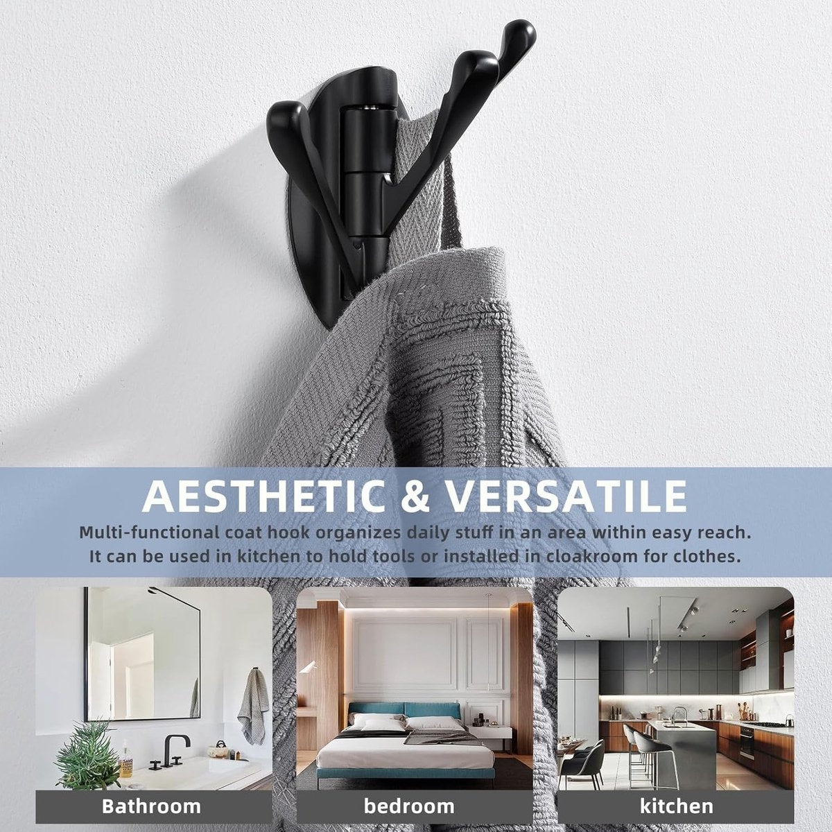 Wall Hook - Swivel Hooks - Foldable Towel Hook - Triple Hook - Hooks - Hanging Hooks - Wall Hook - Coat Hook V1188-MS101-01788-1