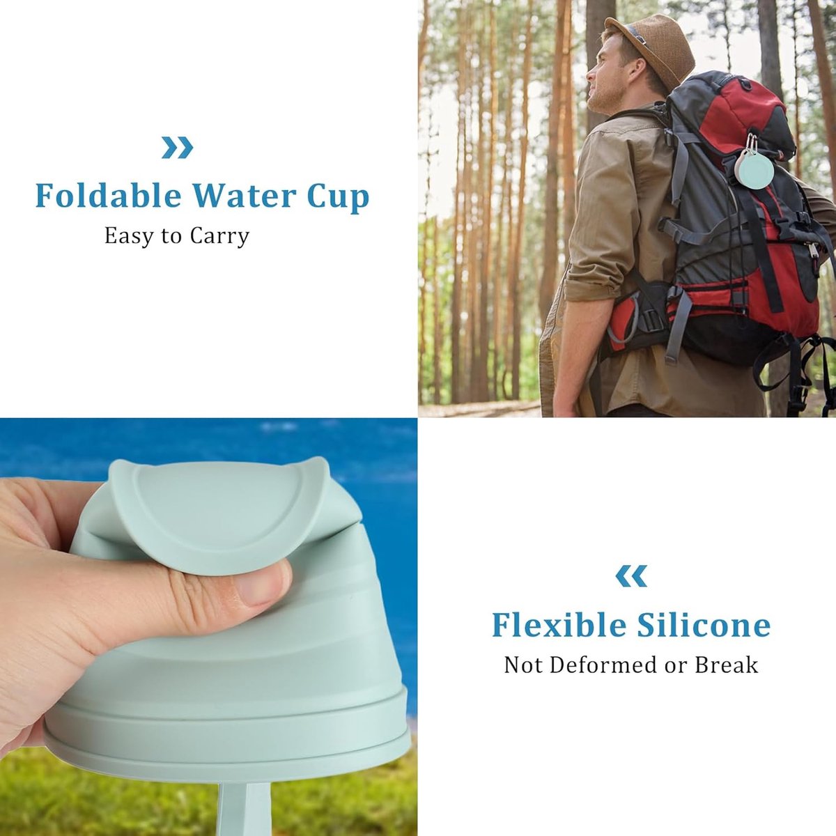 Foldable Cup - 4 Pieces - Pocket Cup - Silicone Cup - Pocket Cup - Travel Cup - Coffee / Tea Cup - 180 ml - V1188-MS101-01797-1