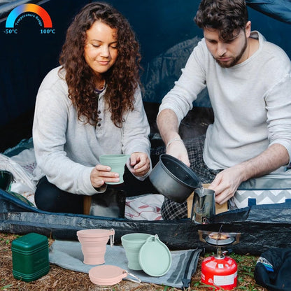 Foldable Cup - 4 Pieces - Pocket Cup - Silicone Cup - Pocket Cup - Travel Cup - Coffee / Tea Cup - 180 ml - V1188-MS101-01797-1