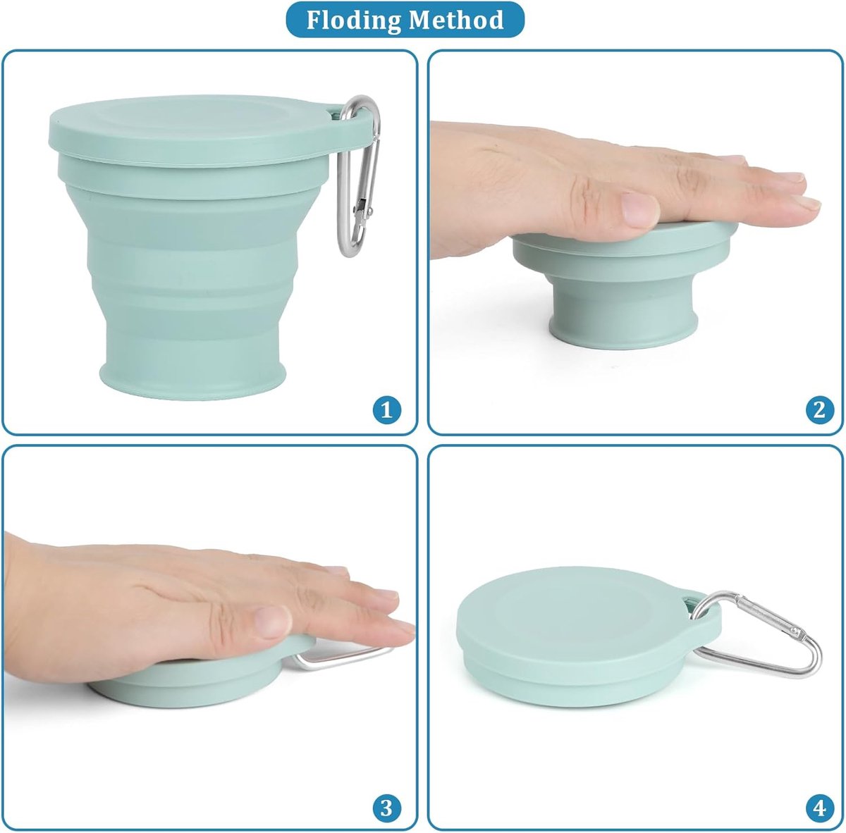 Foldable Cup - 4 Pieces - Pocket Cup - Silicone Cup - Pocket Cup - Travel Cup - Coffee / Tea Cup - 180 ml - V1188-MS101-01797-1