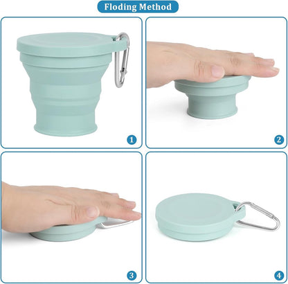 Foldable Cup - 4 Pieces - Pocket Cup - Silicone Cup - Pocket Cup - Travel Cup - Coffee / Tea Cup - 180 ml - V1188-MS101-01797-1
