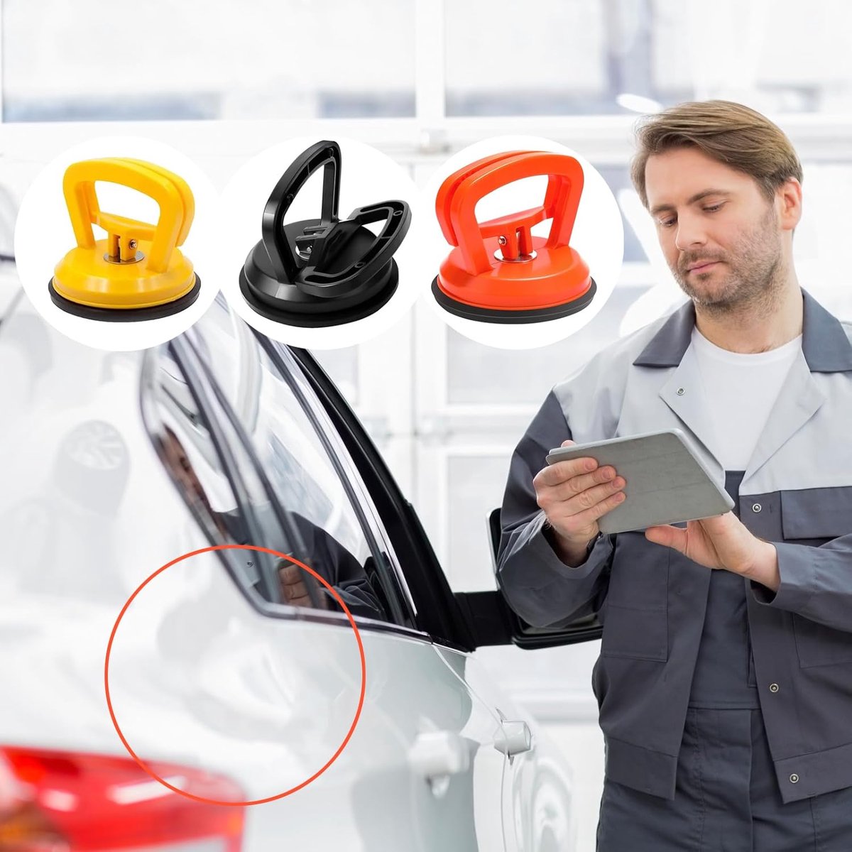 Mini Car Dent Remover - 3 Pieces - Dent Removal Station - Suction Cup - Glass Carrier - 5.8cm - Car Dent V1188-MS101-01810-1
