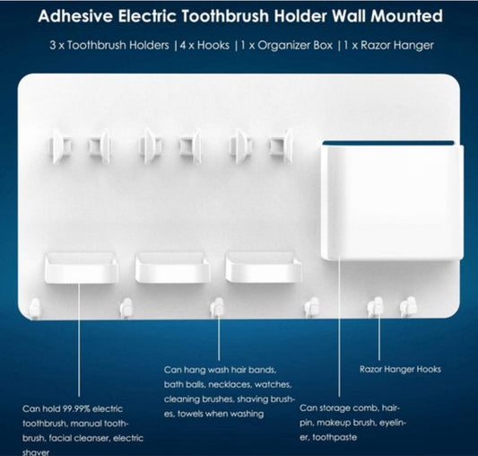 Toothbrush Holder - Electric Toothbrush Holder - High Quality - Adjustable - Wall-Mounted - Drying - Razor V1188-MS101-01813-1