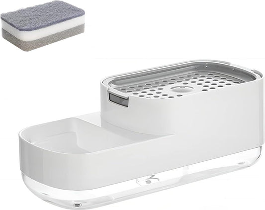Soap Pump - 2 In 1 - Sponge Holder - Soap Dispenser - Drying Rack - Includes Sponge - ABS - Countertop - V1188-MS101-01814-1