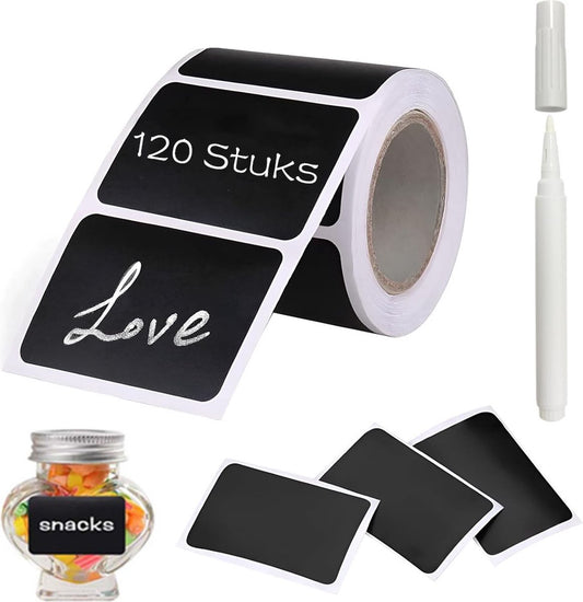 Chalkboard Stickers on a Roll - 120 Stickers - Chalk Sticker - 5.5 x 3.5 cm - Blackboard Label - Blackboard V1188-MS101-01817-1