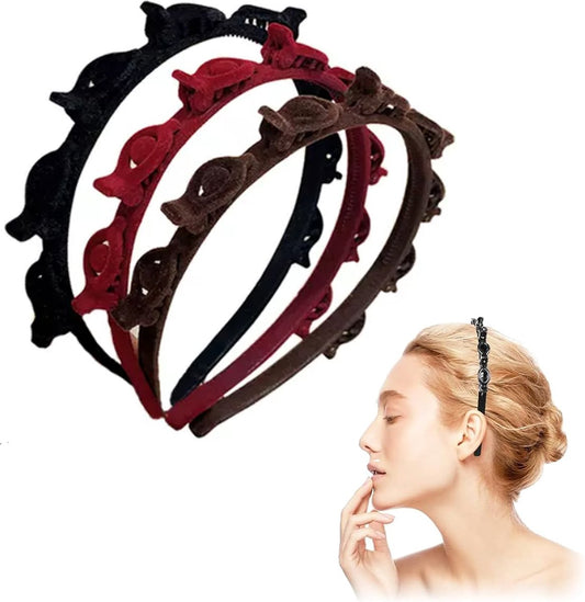 3-Piece Hairband with Clip - Tiara - Double-Layered Twist Braid Headband/Hairband/Tiara with Clips - Tiara V1188-MS101-01818-1