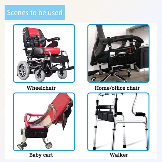 Wheelchair Armrest Storage Bag - Wheelchair Bag with 4 Storage Compartments - 32.5 x 18 cm - Waterproof V1188-MS101-01819-1