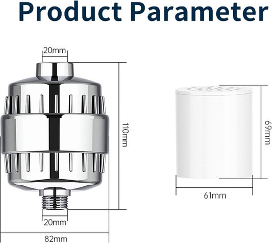 Universal Shower Filter With Extra Filter - 15 Stage Shower Filter - Anti-Limescale Water Filter - Tap Filter V1188-MS101-01825-1