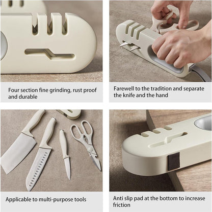 Knife Sharpener - 4-in-1 Knife Sharpener - Sharpening - Whetstone - Anti-Slip Knife Sharpener - Pull-through V1188-MS101-01828-1