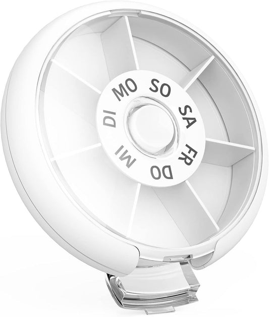 7-Day Pill Box - Portable Small Tablet Dispenser - Round Medicine Box - Practical Pill Box - Easy-to-Forget V1188-MS101-01835-1